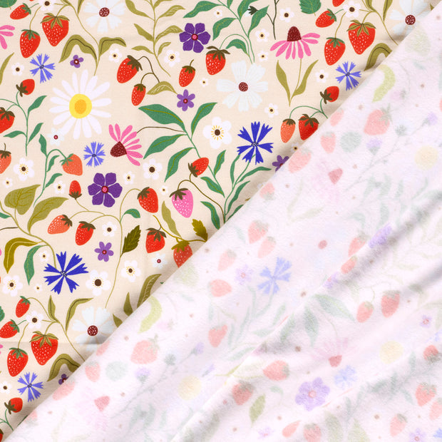 French Terry fabrik Blumen Beige