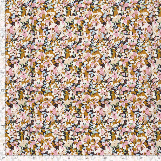 Viscosa Poplin tela Flores Ocre