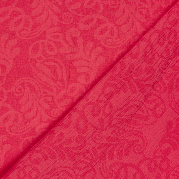 Woven Cotton Linen fabric Leaves embroidered 