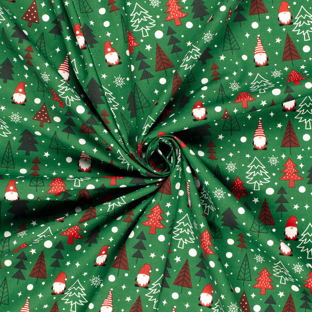 Cotton Poplin fabric Green printed 