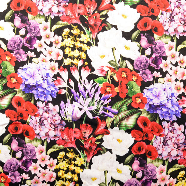 Viscose Satin fabric Flowers Multicolor