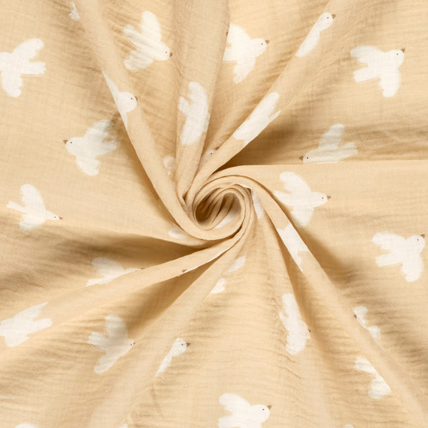 Muslin fabric Beige printed 