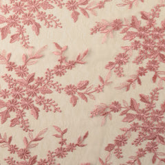 Lace embroidered with border Flowers Old Pink