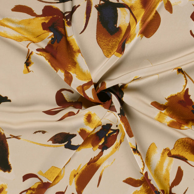 Satin Duchesse fabrik Beige bedruckt 
