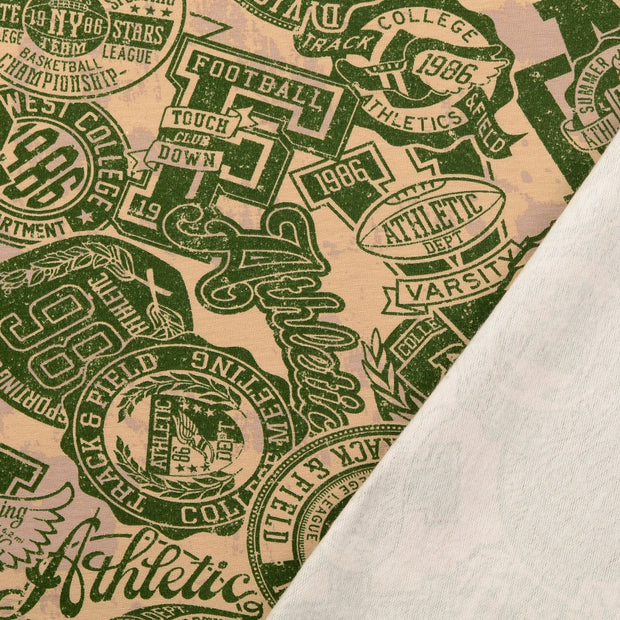 French Terry fabric Green printed 