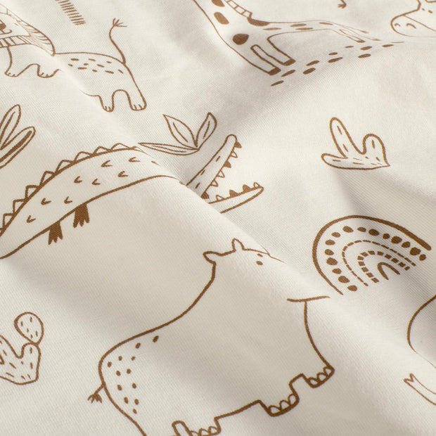 Cotton Jersey Bio Naturel fabric Lions Off White