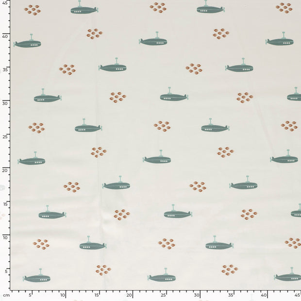 Jersey tissu poissons Beige