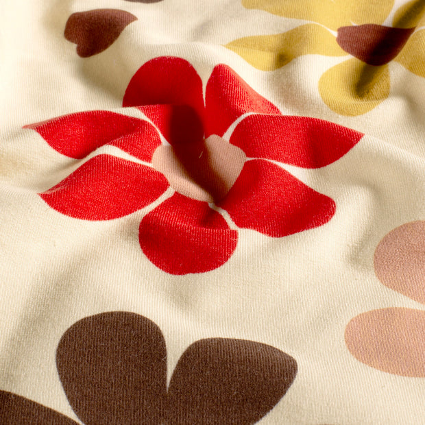 French Terry fabric Flowers Beige
