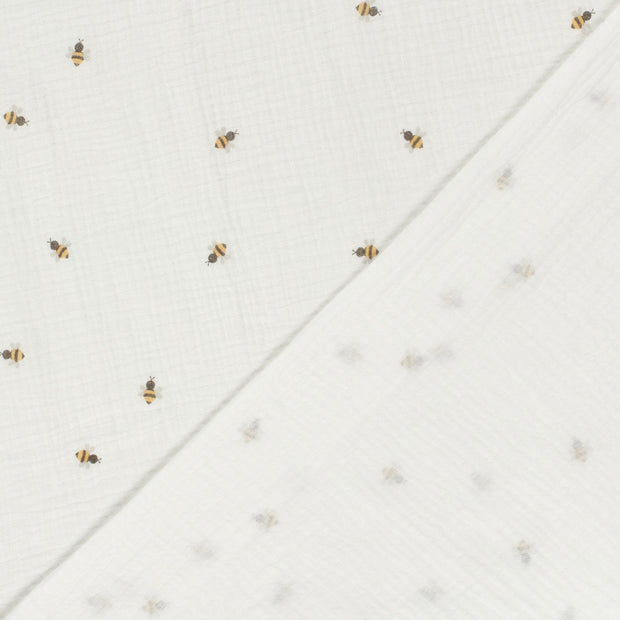 Muslin fabric Bees dyed and printed 
