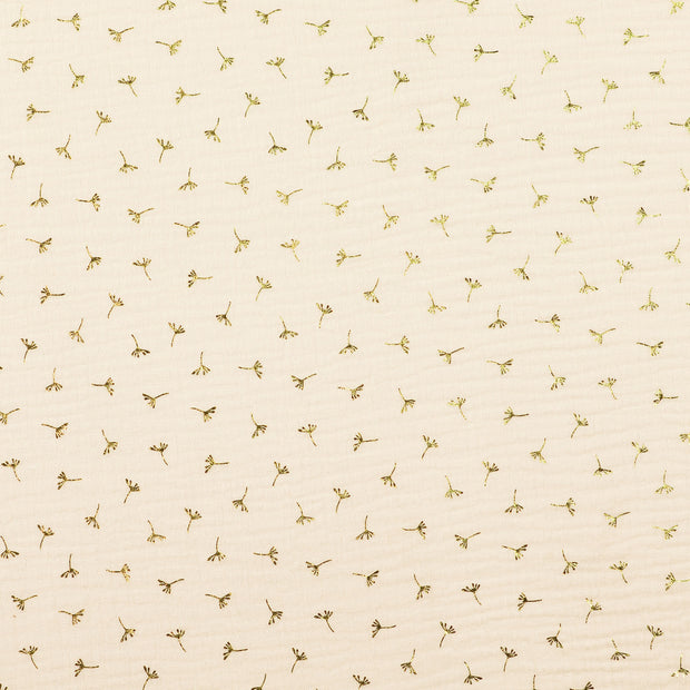 Muslin fabric Flowers Off White