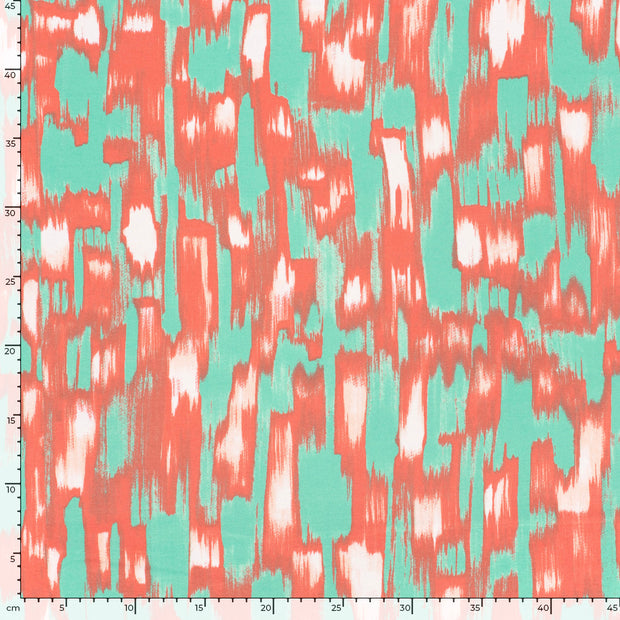 Viscose Vortex Jersey fabric Abstract Coral