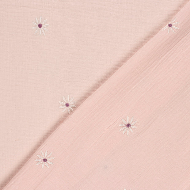 Muslin fabric Flowers embroidered 
