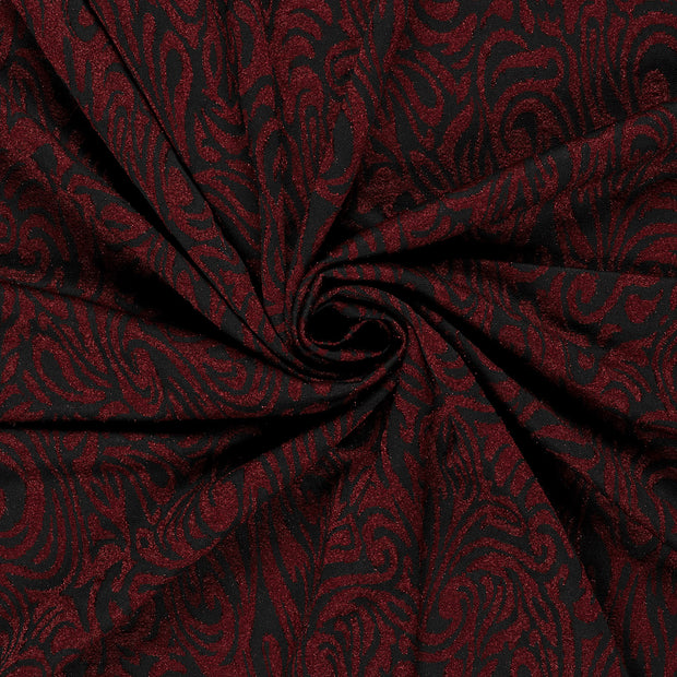 Jacquard fabrik Dunkelrot Lurex 
