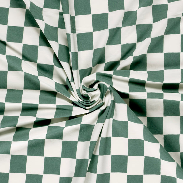 French Terry GOTS organic fabric Dark Green digital printed 