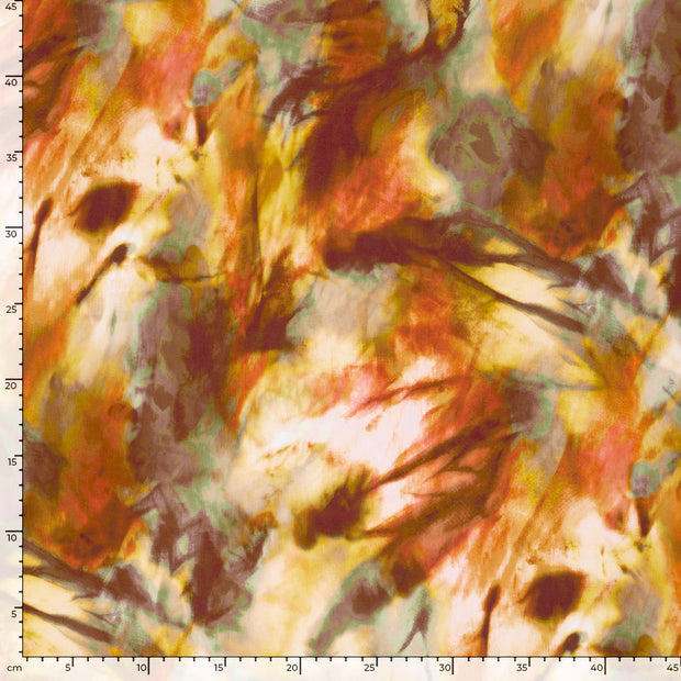 Viscose Poplin stof Abstract Oker