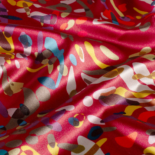 Satin fabric Abstract Bordeaux