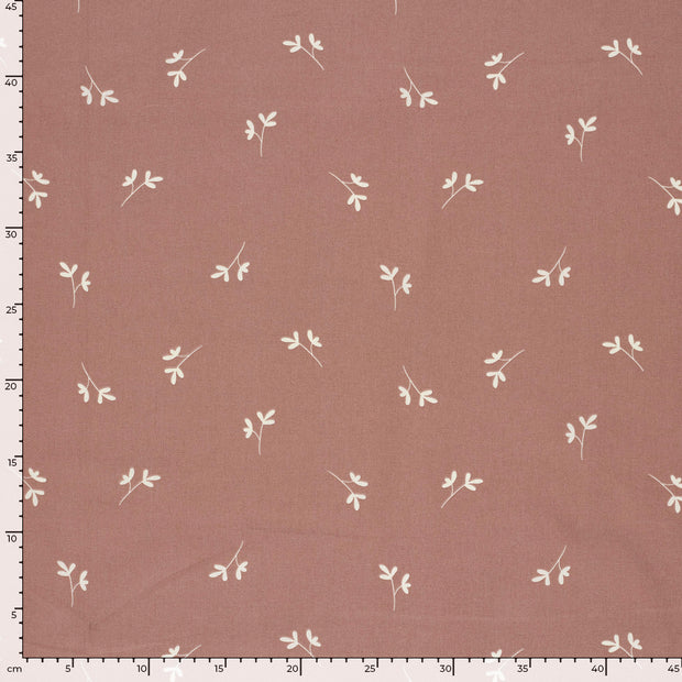 Cotton Poplin fabric Twigs Light Mauve