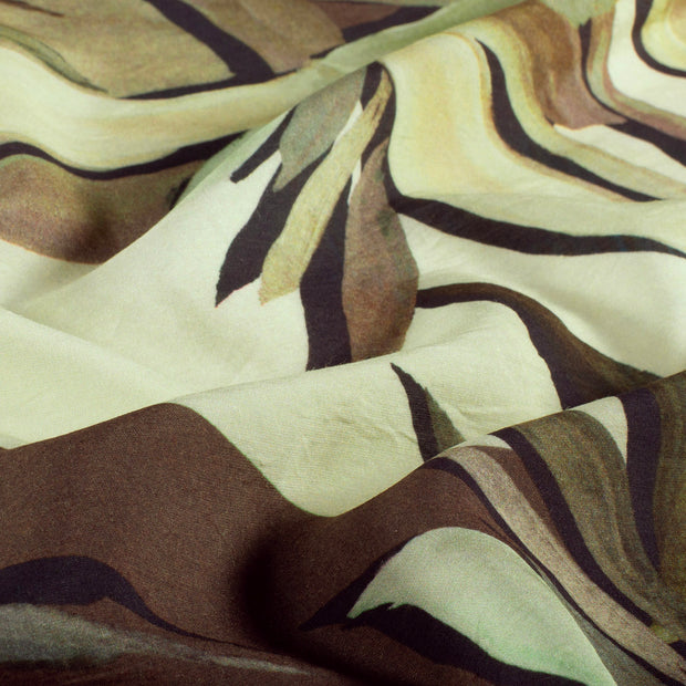 Viscose Nylon Ottoman fabric Leaves Brown Taupe