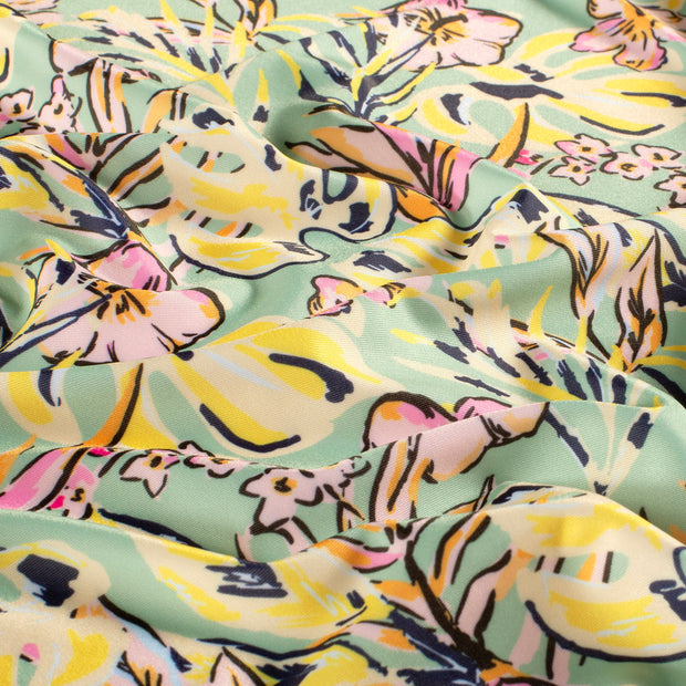 Swimwear Jersey UPF50 Recycled fabric Flowers Yellow