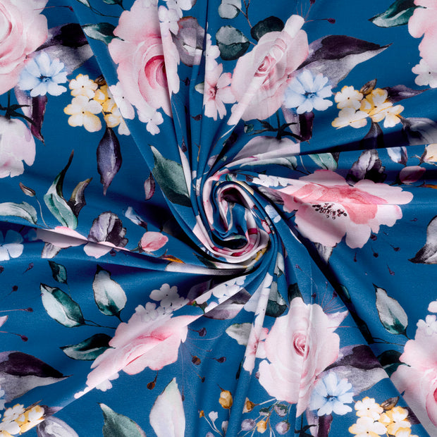 Jersey fabric Steel Blue digital printed 