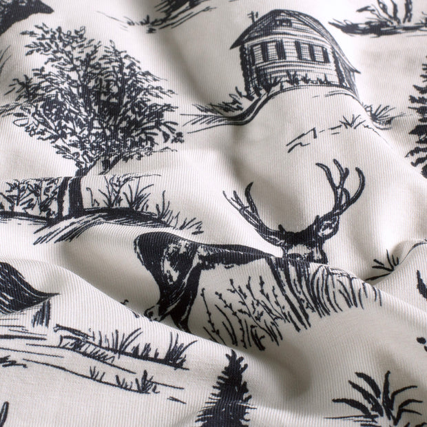 Jersey fabric Deer Cobalt