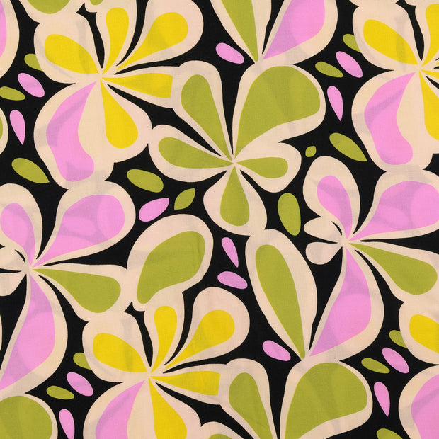 Viscose Poplin fabric Flowers Multicolor