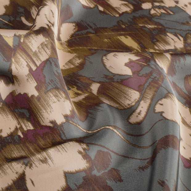 Satin Duchesse fabrik Blumen Stahlblau