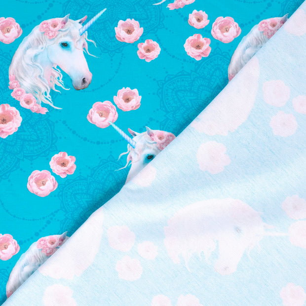 French Terry fabric Unicorn digital printed 