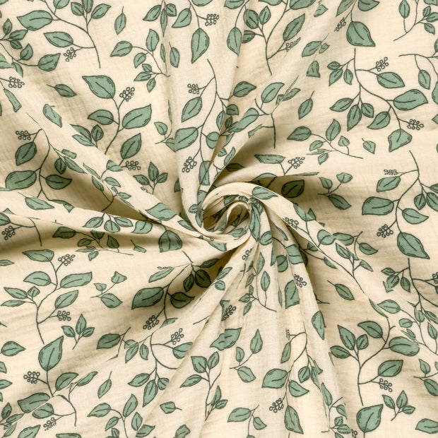 Muslin fabric Beige printed 
