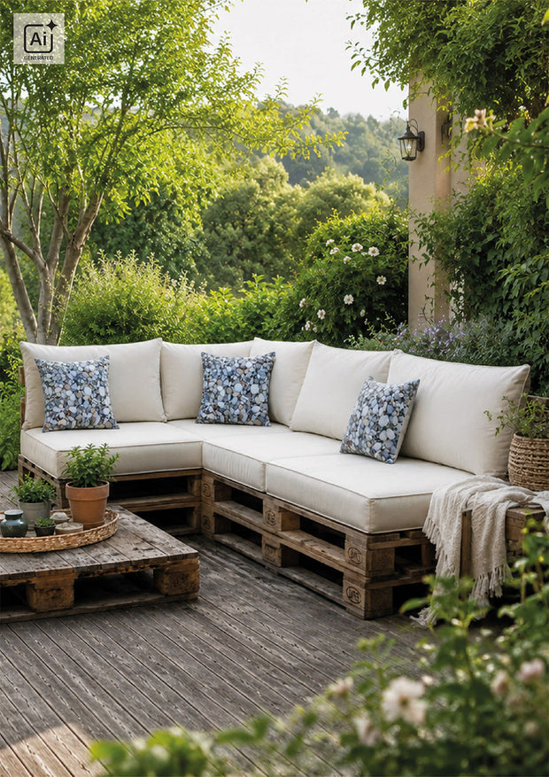 Panama fabric Stones Light Blue