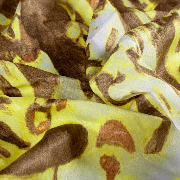 Satin Velvet fabric Abstract Butter Yellow