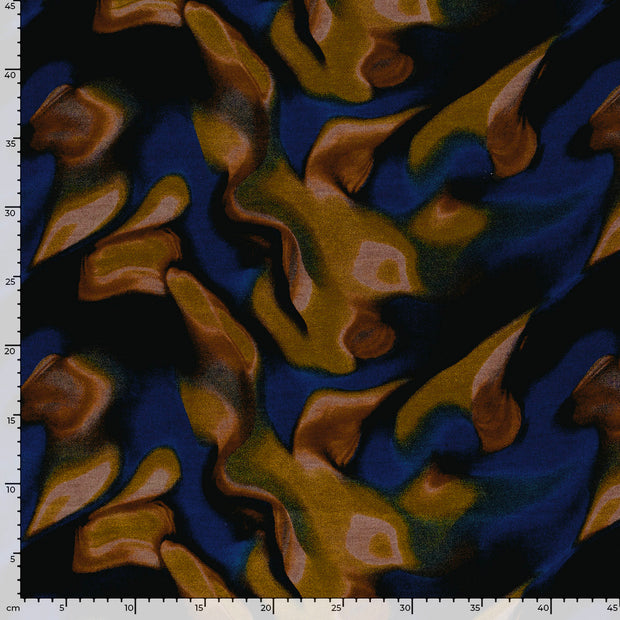 Poly Viscose Jersey fabric Abstract Indigo
