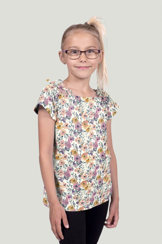 Baumwolle Jersey GOTS fabrik Blumen Wollweiß