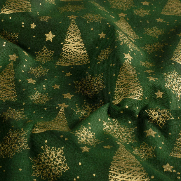  fabric Snowflakes Dark Green