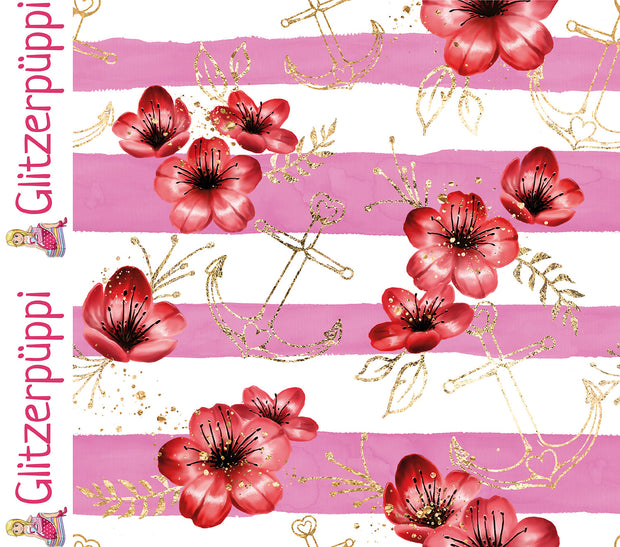 Jersey fabric Anchors Pink
