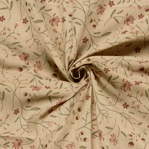 Linen Look fabric Beige digital printed 