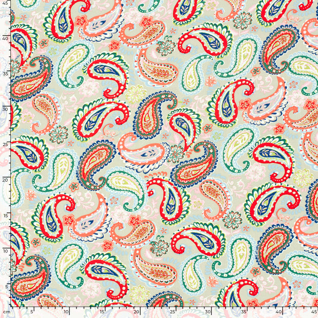 Bamboo Poplin fabric Paisley Beige