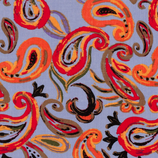 Woven Cotton Viscose fabric Paisley Lila