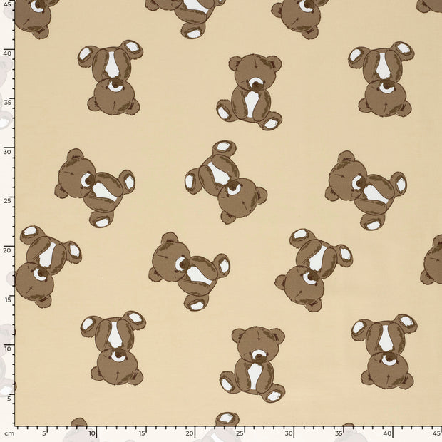 French Terry fabric Bears Beige