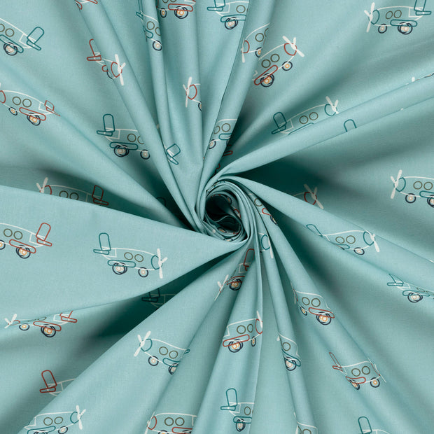 Cotton Poplin fabric Baby Blue printed 
