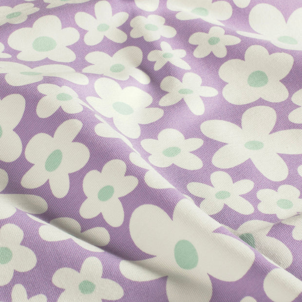 Jersey fabric Flowers Lavender