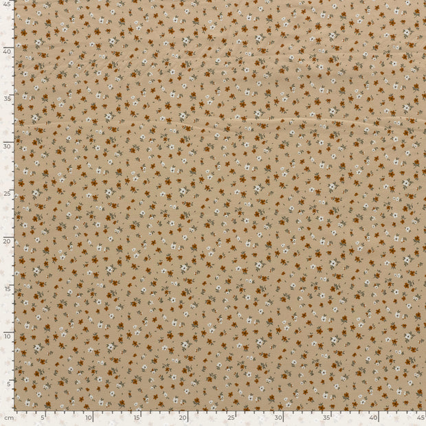 Jersey fabric Flowers Beige