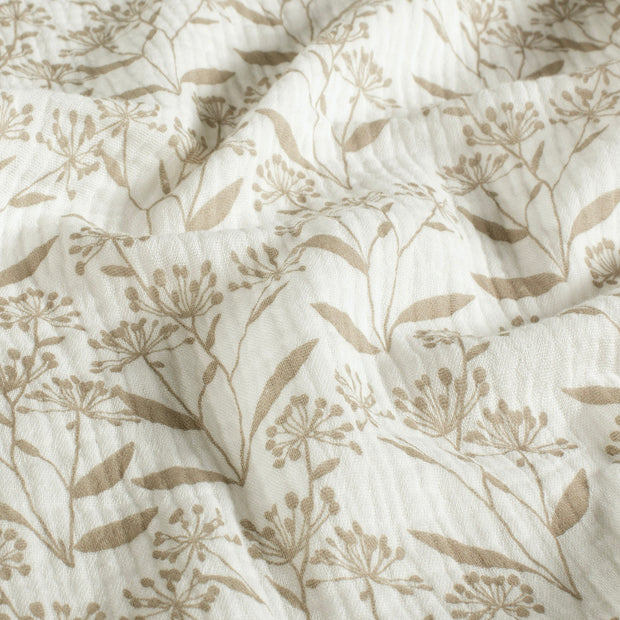 Muslin fabric Flowers Off White