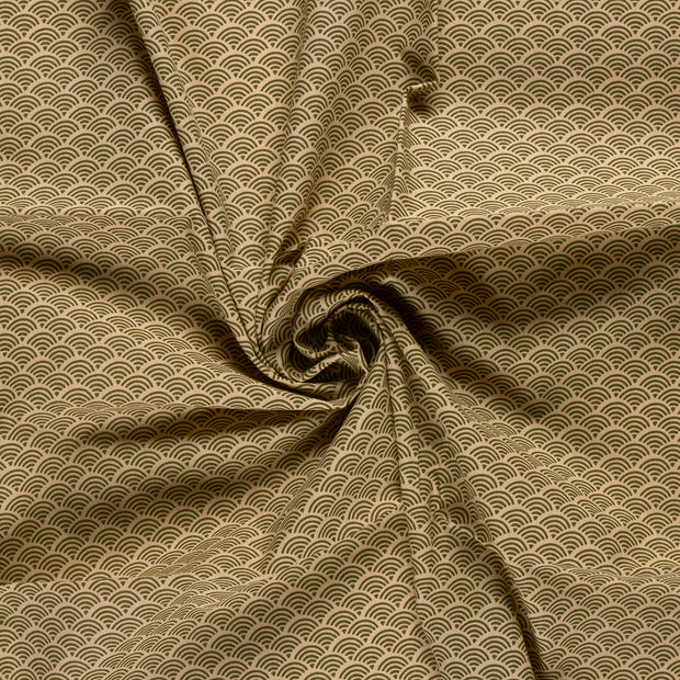 Cotton Poplin fabric Olive Green printed 