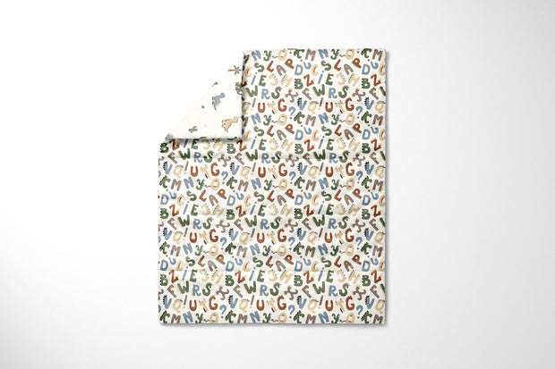 Cotton Poplin fabric Letters Off White