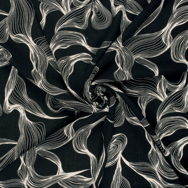 Borken Crepe fabric Black printed 