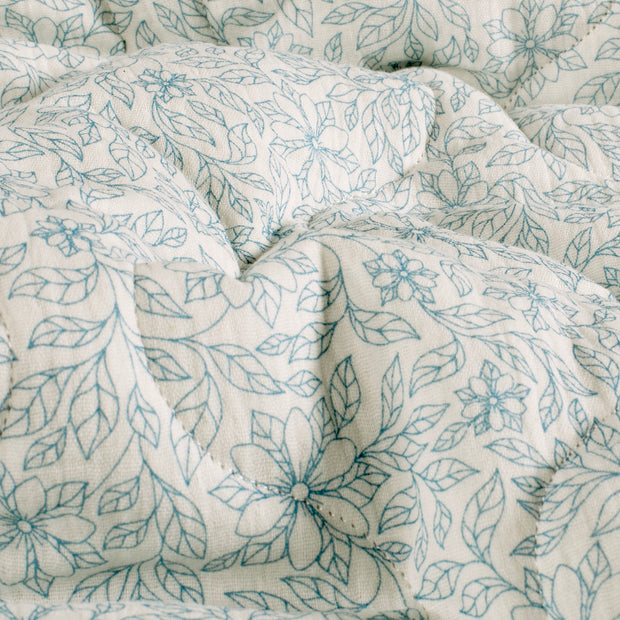 Muslin bounded fabric Flowers Off White