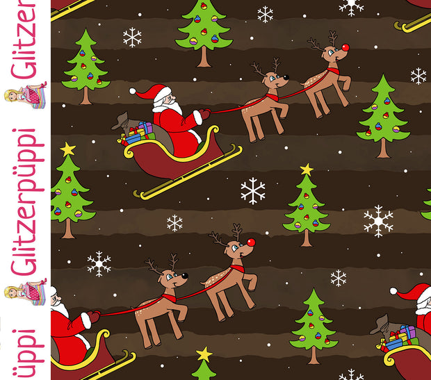 French Terry fabric Christmas Brown