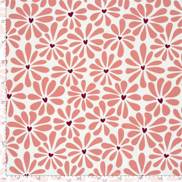 Jersey fabric Flowers Off White