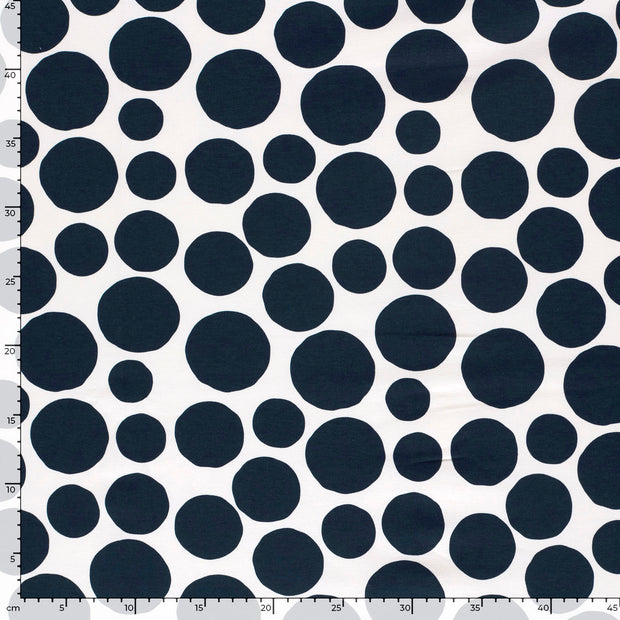 French Terry fabric Dots Navy